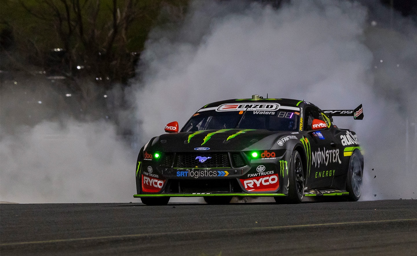 Mustang Supercar of Cam Waters celebrating victory