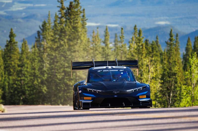 Mach E on path at pikes peak