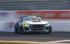 Mustang drifting on track in EnglishTown