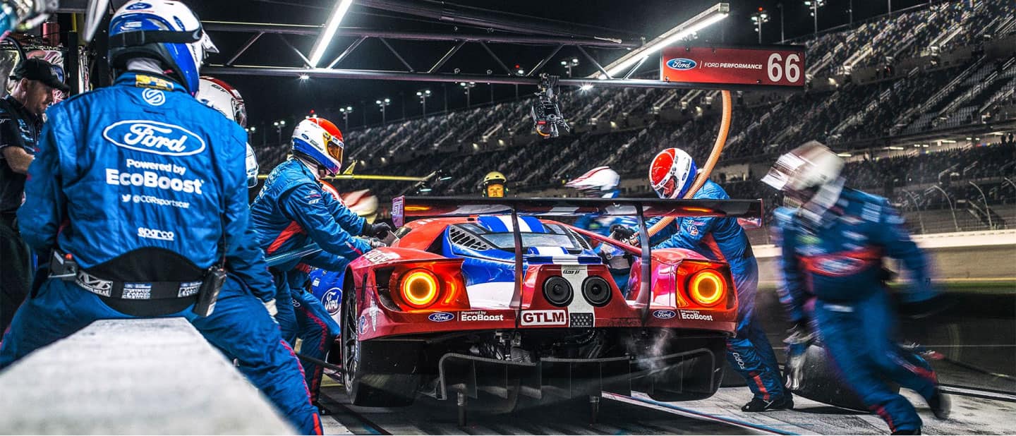 Ford Performance engineers testing a race vehicle