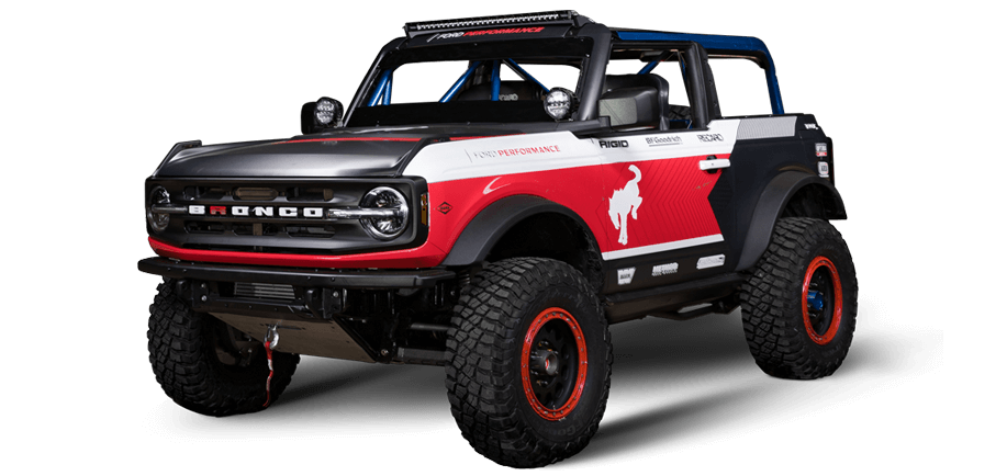 Black white and red Bronco 4600 truck