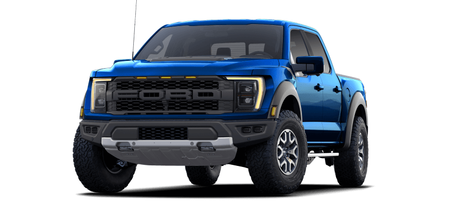 A blue Ford F-150® Raptor® truck