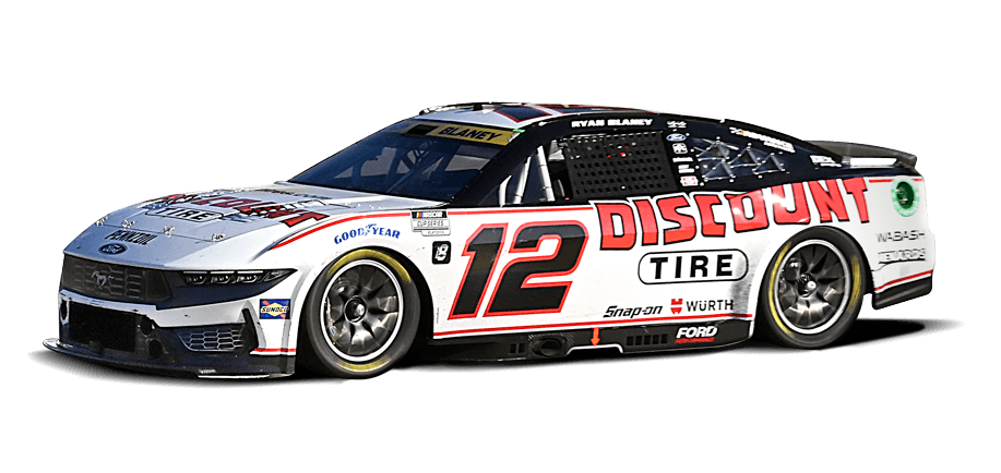 White number 12 Ford NASCAR Cup Car