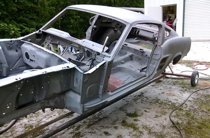 Photo of John's 1967 Mustang Fastback during its restoration