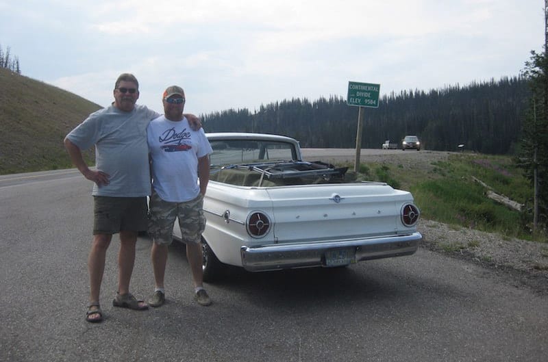 Owner Jay Cole and friend posed next to his parked 1965 Ford Falcon Ranchero in Oregon