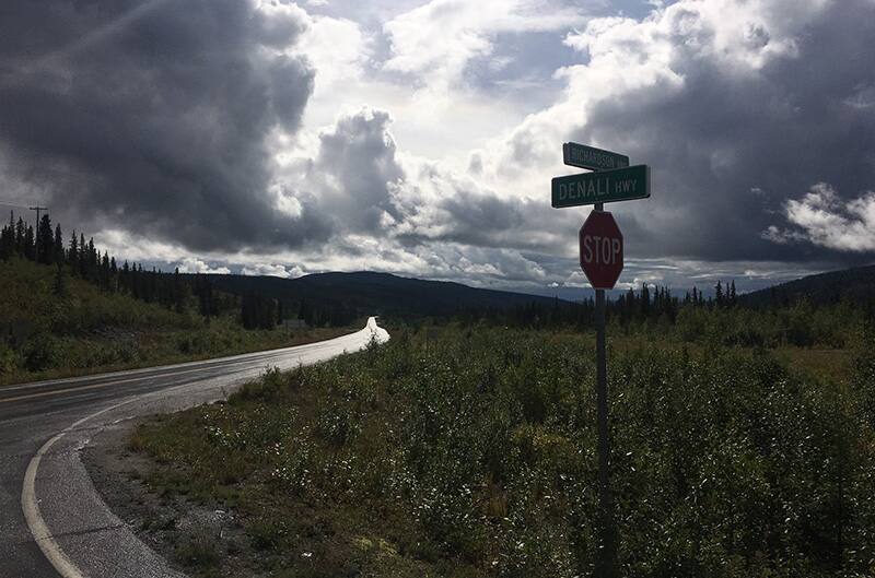 Photo of a winding road on a gloomy day during the Alcan 5000