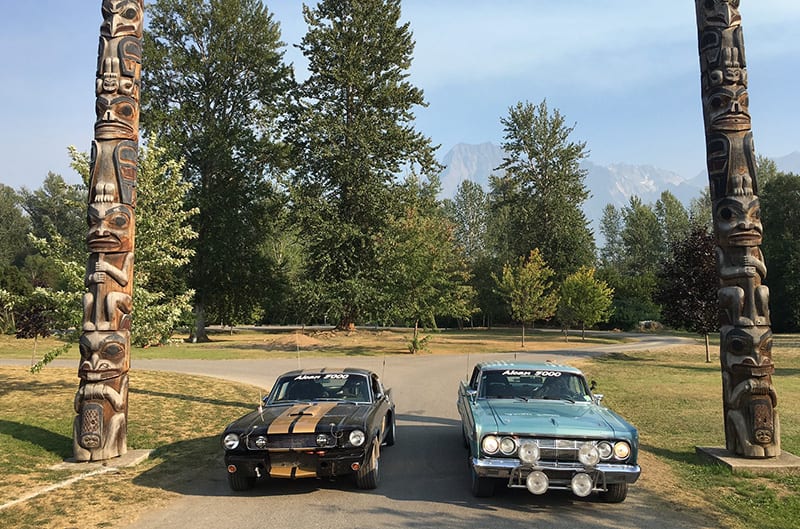 The 1964 Mercury Comet Caliente parked next to another vehicle during the 2018 Alcan 5000
