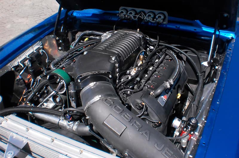 Close up of Cobra Jet engine under the hood