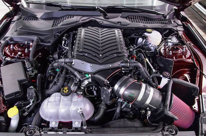 2018 Mustang GT Engine bay with Supercharger