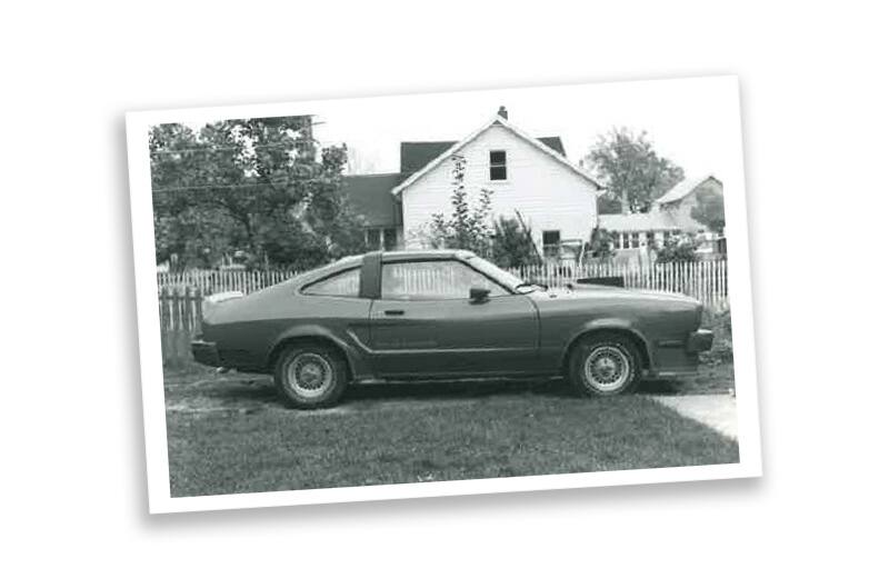 Antique photo of mustang II black and white