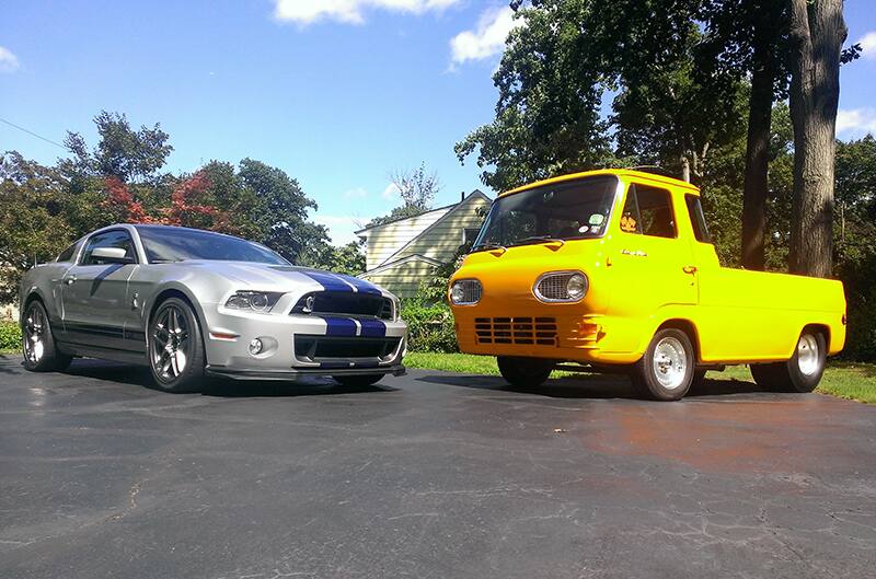 Shelby and Ford Econoline staged for photo