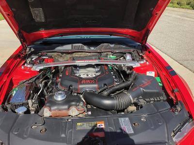 Engine bay of S197 Mustang with custom items