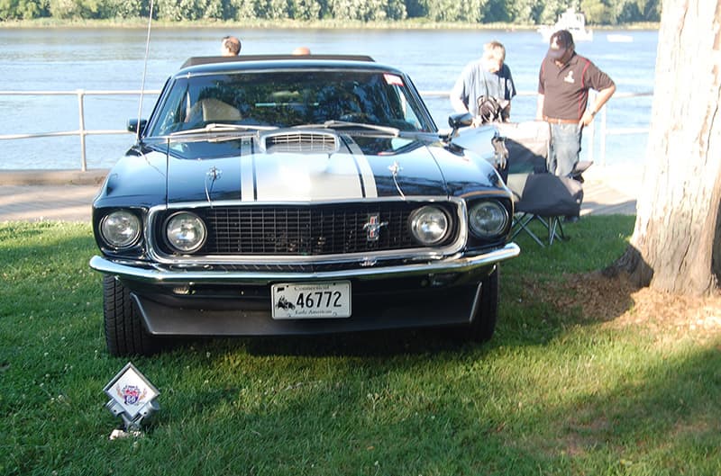 Black 1969 Mustang at a car show