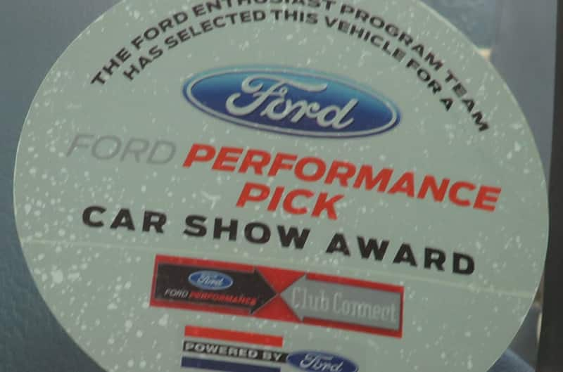 Ford performance Car show award window cling