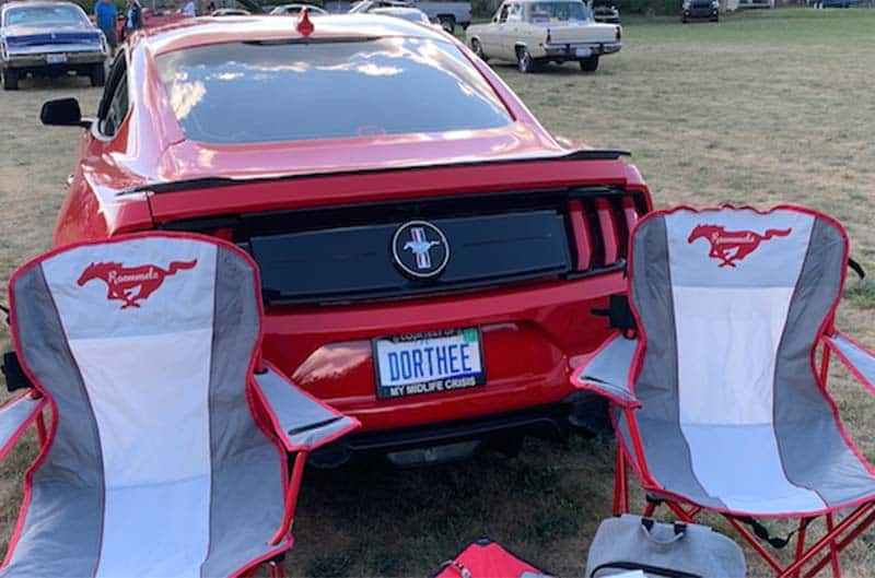 Matching Folding chairs behind mustang