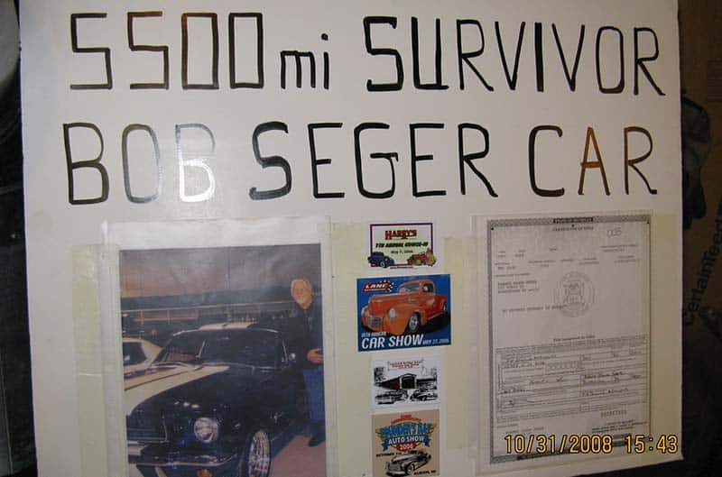 Show board of 5500 mi bob seger mustang