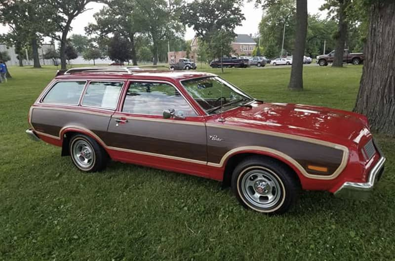 Pinto parked in grass for show