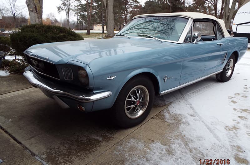 Mustang in garage