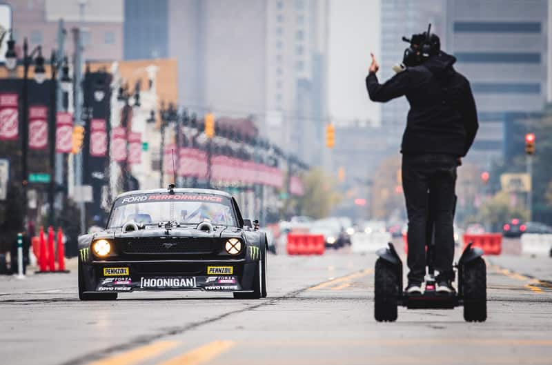 Front of the Hoonicorn dirving down the street