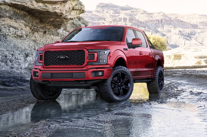 A Ford F-150 on display