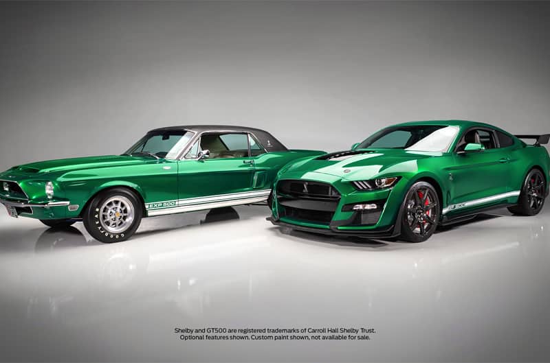Profiles of the 1968 and 2020 Green Hornet Shelby GT500s