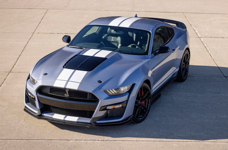 Front of grey Mustang Shelby GT