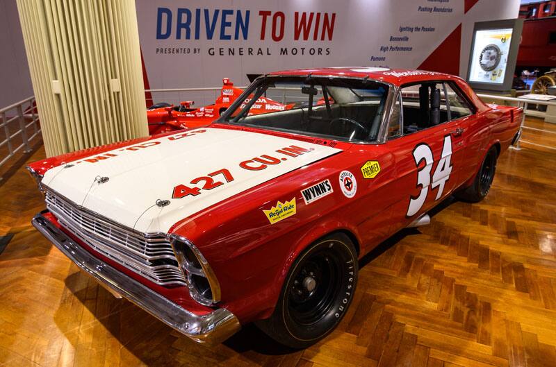 A red 1966 Ford Galaxie on display