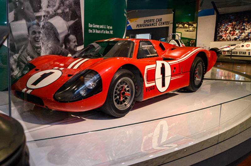 A red Ford GT40 on display