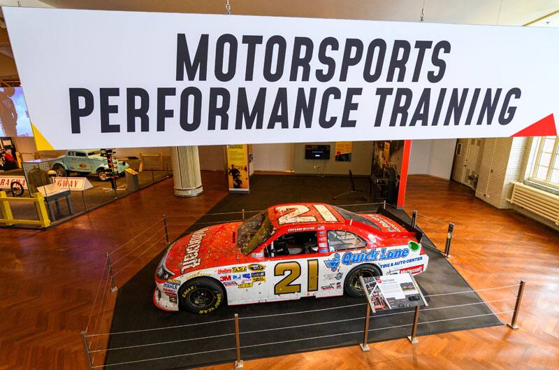 The Motorcraft Quicklane Wood Brothers championship Fusion on display