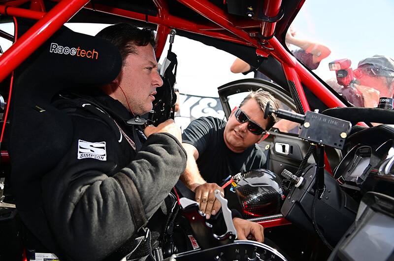 Tony Stewart inside of Ford Performance Cobra Jet 1400