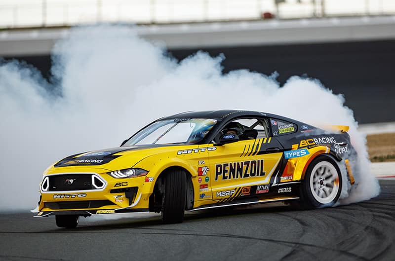 Chelsea Denofa drifting his RTR Mustang