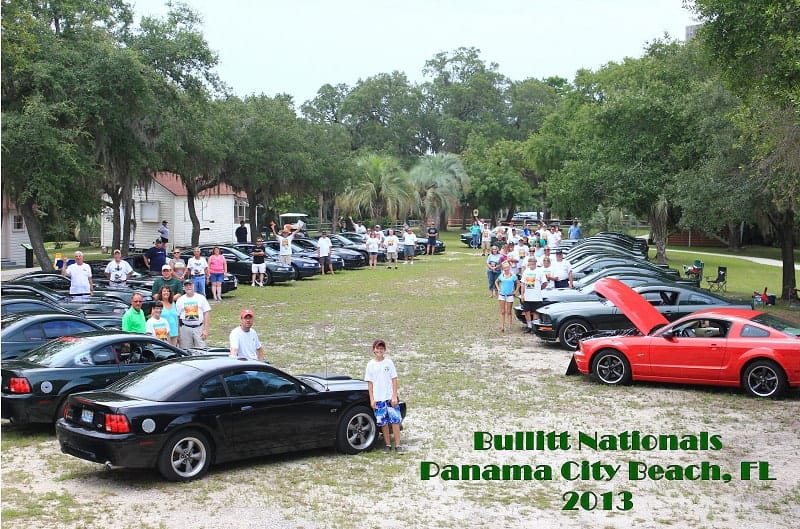 A picture of all the vehicles and their owners at the 2013 Bullitt Nationals at Panama City Beach, Florida