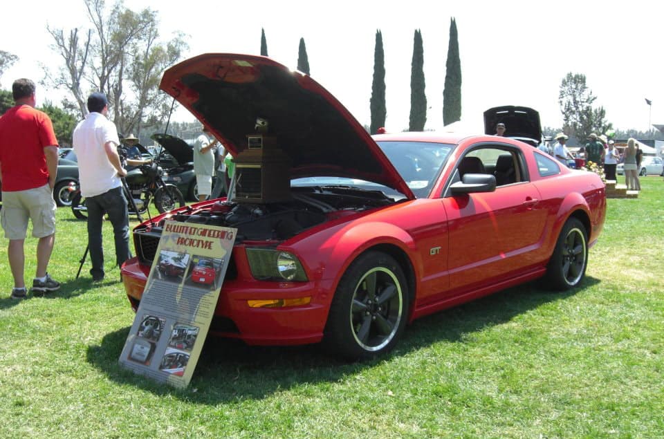 The Red Bullitt Mustang is on display for the Friends of Steve McQueen show