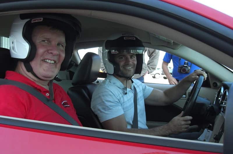 Inside the Red Bullitt, Ford engineer Nick Terzes is pictured in the driver seat while HoonDog's Kurt Andersson is in the passenger seat