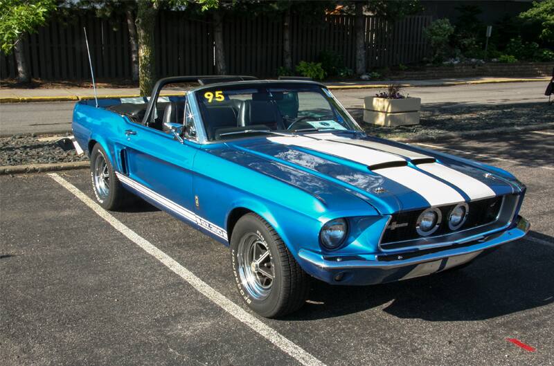 A 1995 blue GT350 on display