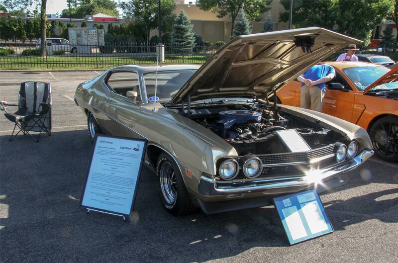 A classic Mustang Cobra on display