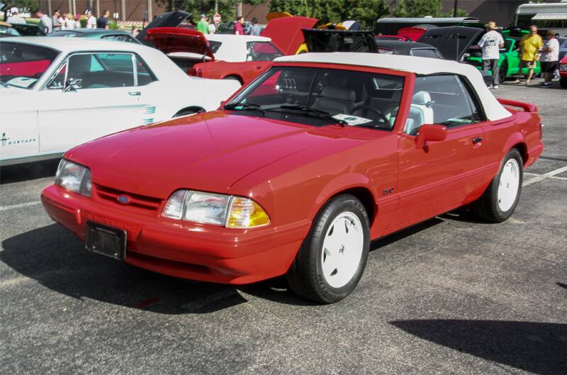 A front side view of a Ford vehicle on display