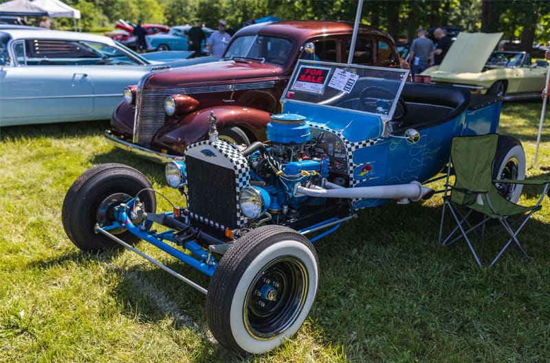 A classic blue vehicle for sale