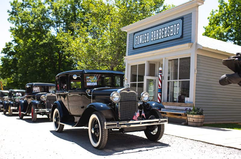 A classic Ford vehicle on display