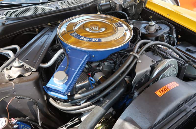A closeup of an engine inside a vehicle