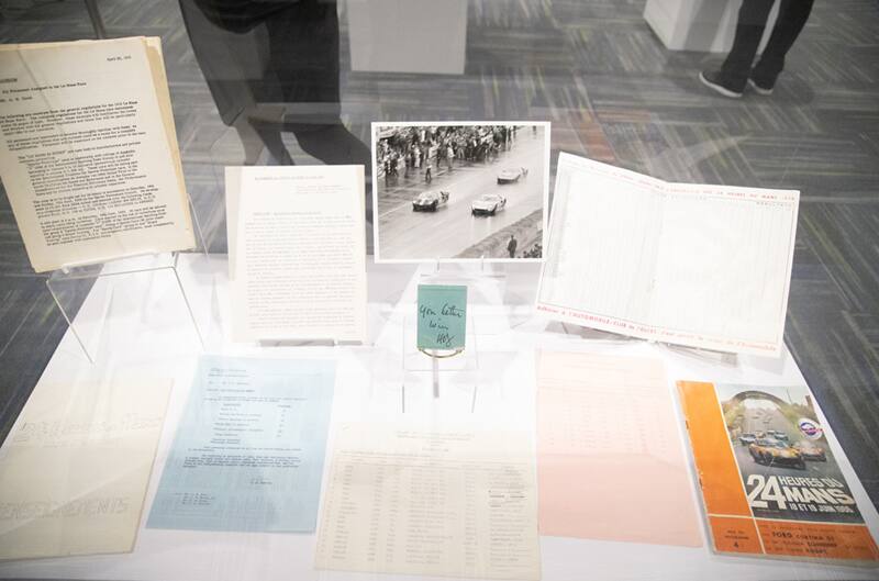 Various papers and pictures on display