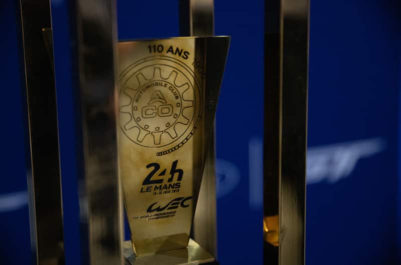 Close up of the 24 Hours Le Mans trophy