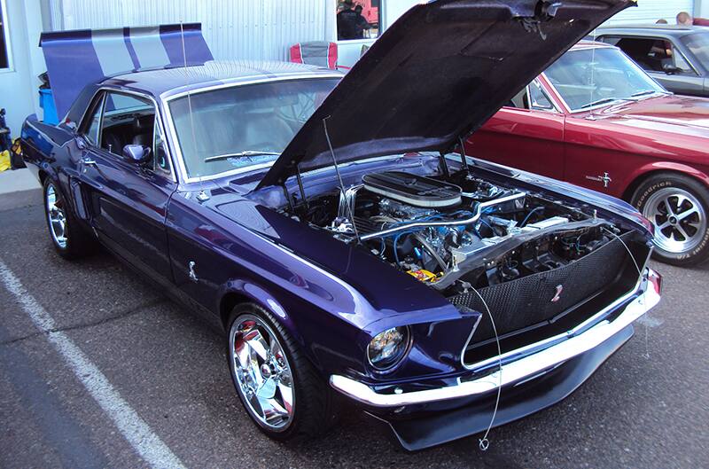 1960's Mustang with hood open