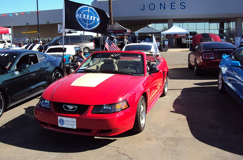 Red 4th generation musatng at Ford dealer