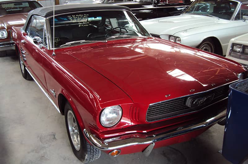 Dark red ford mustang