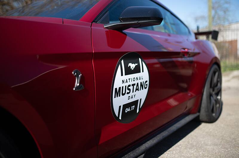 Global Mustang Day decal on side of 2021 Shelby GT500