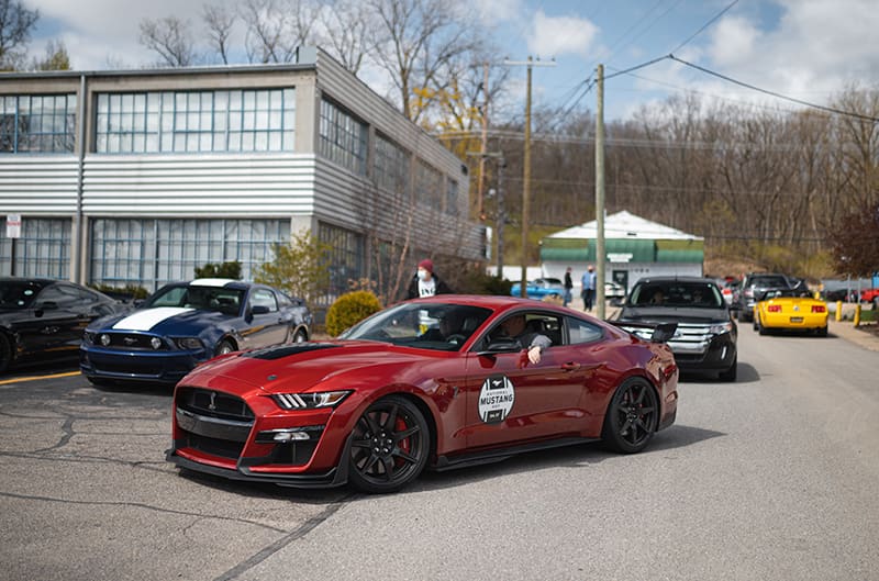 Shelby GT500 pulling into parking lot at Haggerty insurance