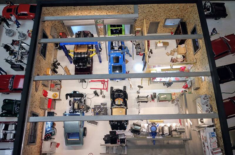 Overhead shot looking strait down into shop