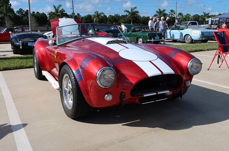 Red FIA Cobra with white stripes