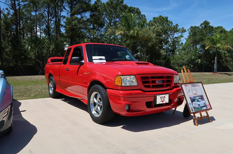 Red Ford Ranger on display at show